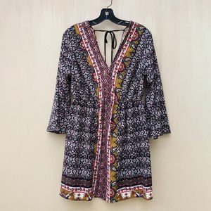 Miin Boho 3/4 Bell Sleeve Pattern Dress - Medium